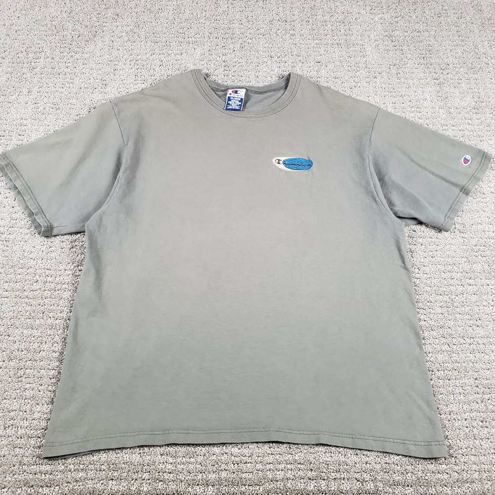 Vintage 90s Champion T shirt Mens XL Gray Faded Embroidered Script Logo